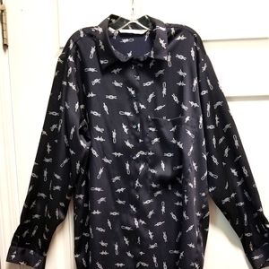 Zara Blouse Navy and White Size Large